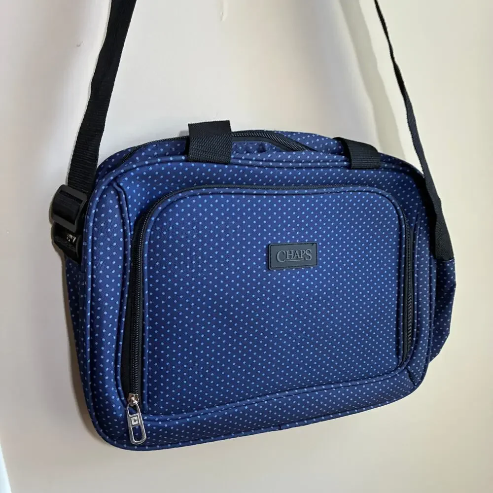 CHAPS blue travel shoulder messenger bag computer bag work trip adjustable strap